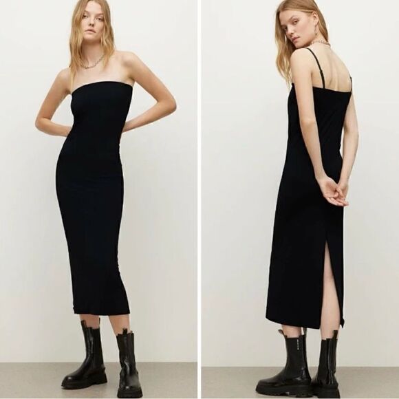 All Saints Dresses & Skirts - NWT Allsaints Charlie Black Slip Midi Dress Sz 8 Optional Straps